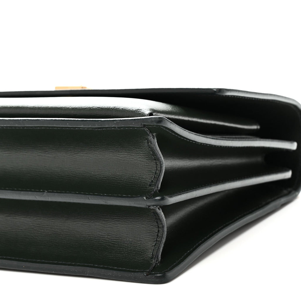 Saint Laurent Calfskin Medium Monogram Sunset Dark Green