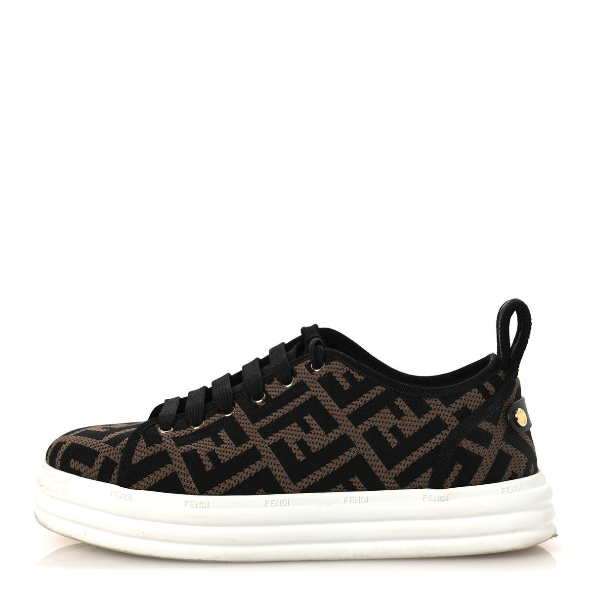 Fendifabric Ff Micro-Perforated Rise Low Top Sneakers Tobacco Black
