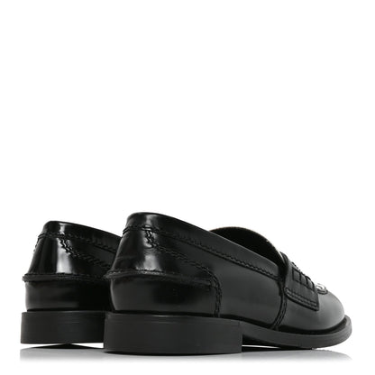 Miu Miu Spazzolato Calfskin Women's Penny Loafers 36 Black White