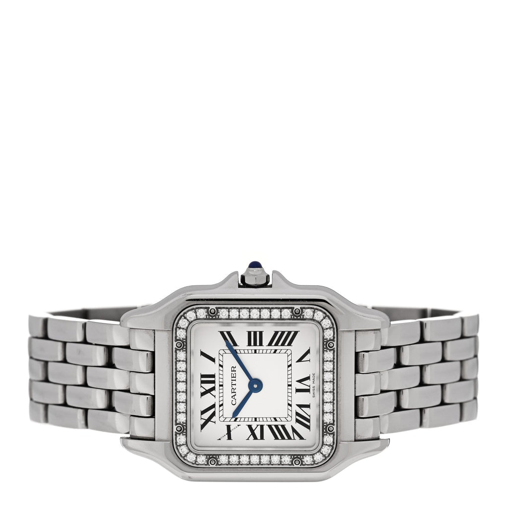 Cartier Stainless Steel Diamond 27mm Panthere Quartz Watch White