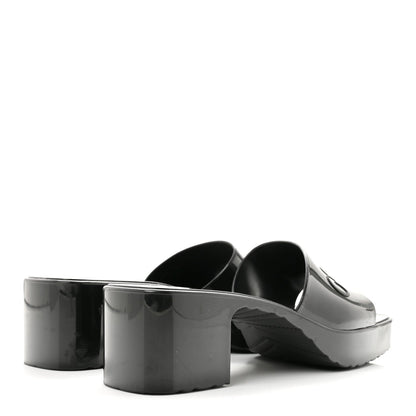 Gucci Rubber Logo Women's Platform Slide Sandals 38 Black