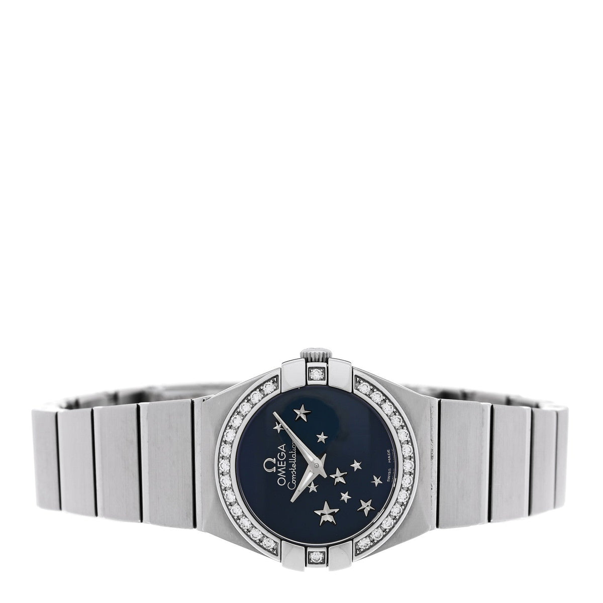 Omega Stainless Steel Diamond 24mm Constellation Watch Blue 123.15.24.60.03.001