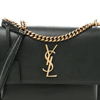 Saint Laurent Calfskin Medium Monogram Sunset Dark Green
