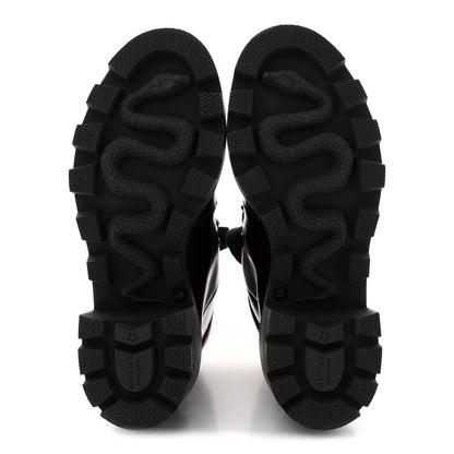 Gucci Calfskin Sylvie Web Women's Lace Up Combat Boots 38 Black