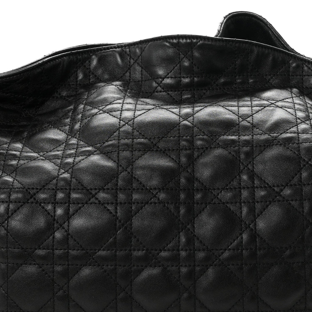 Christian Dior Lambskin Cannage Large Dior Soft Hobo Black