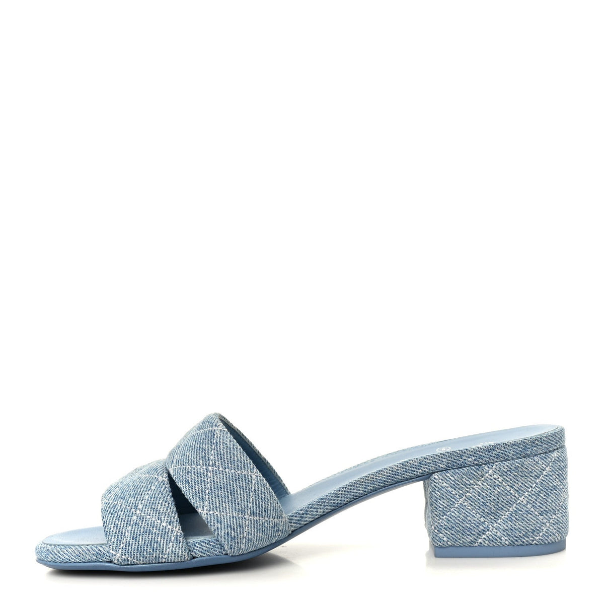 Denim Quilted Mules Blue