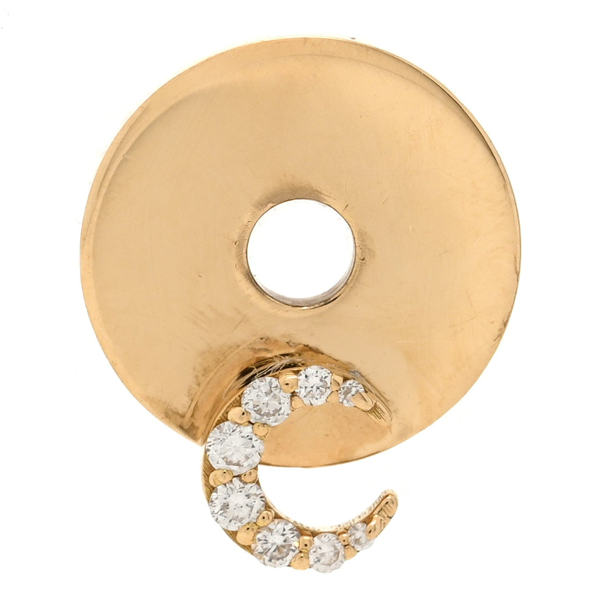 18K Yellow Gold Diamond Crescent Karma Disk Pendant