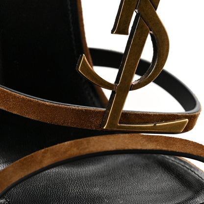 Saint Laurent Suede Cassandra 11.4cm Women's Sandals Brown