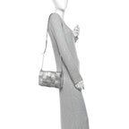 Bottega Veneta Metallic Lambskin Maxi Intrecciato Cassette Crossbody Bag Silver