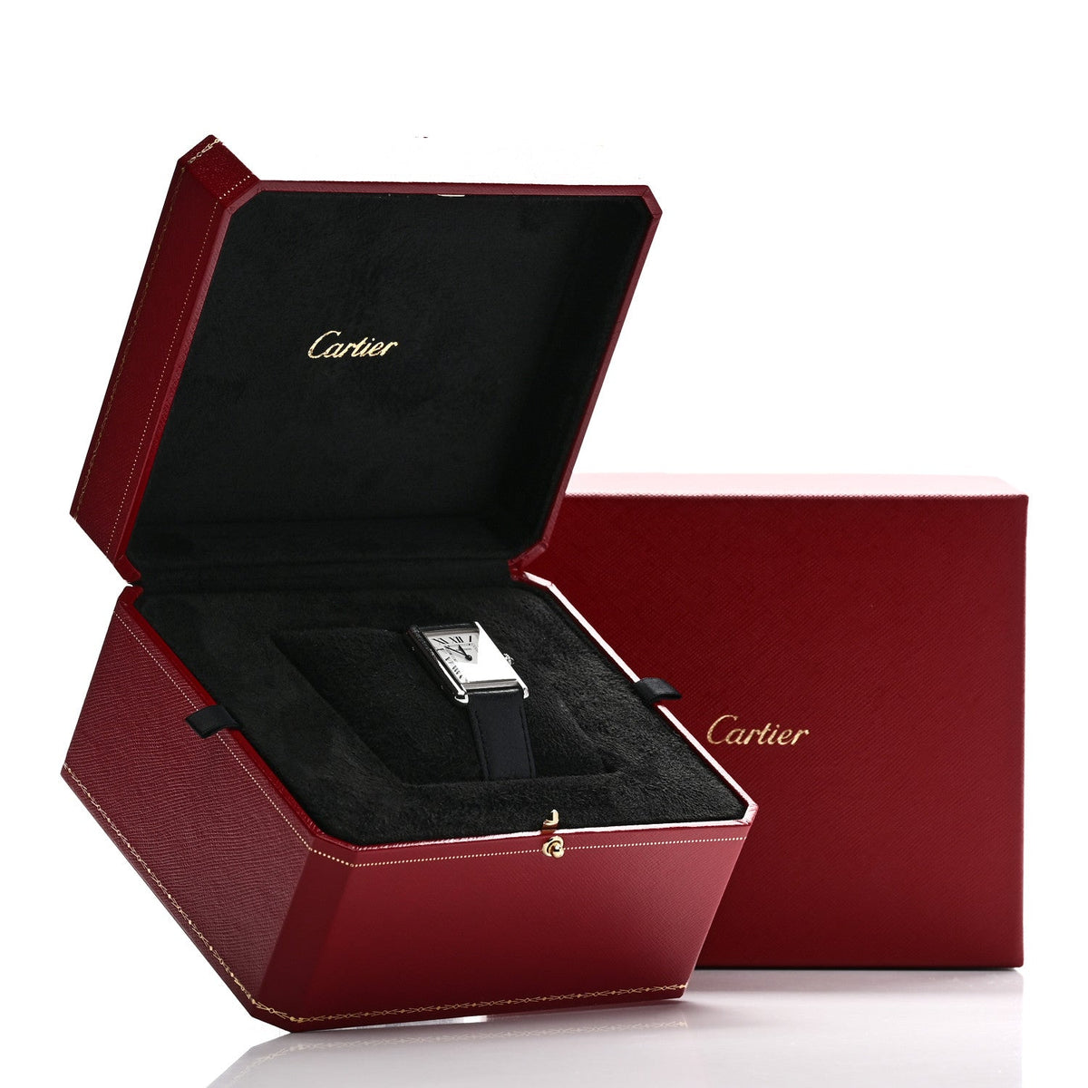 Cartier Stainless Steel Calfskin 25mm Must de Cartier Tank Quartz Watch