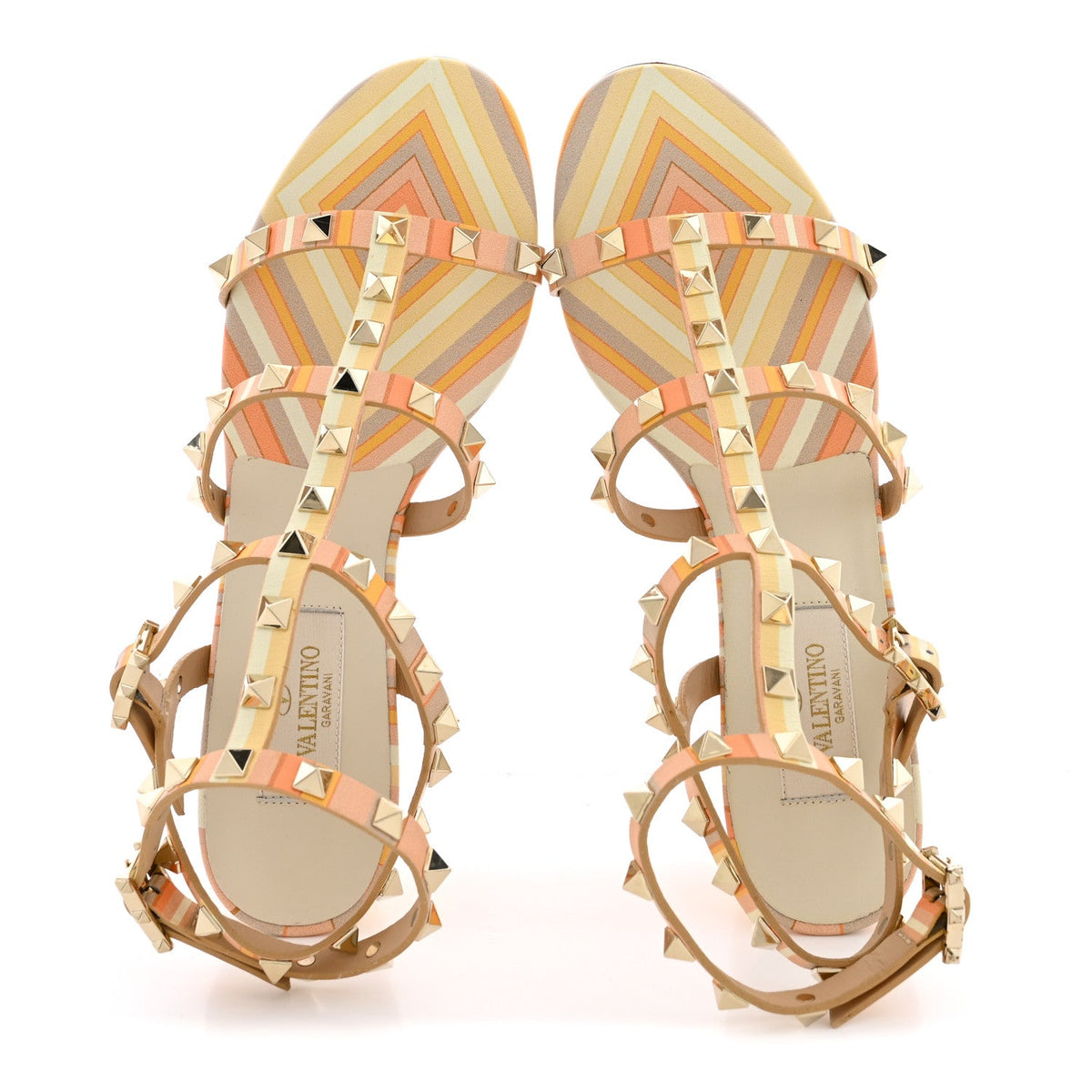 Valentino Garavani Nappa Calfskin Women's Rockstud City Sandals 38 Mandarin Sorbet