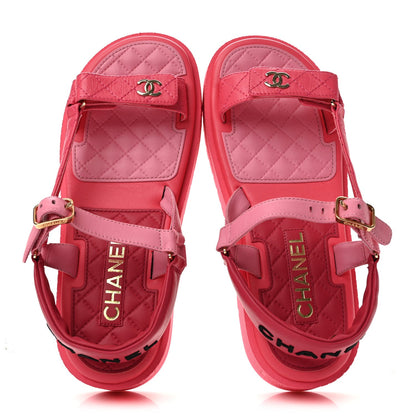 Chanel Lambskin CC Women's Platform Sandals Pink