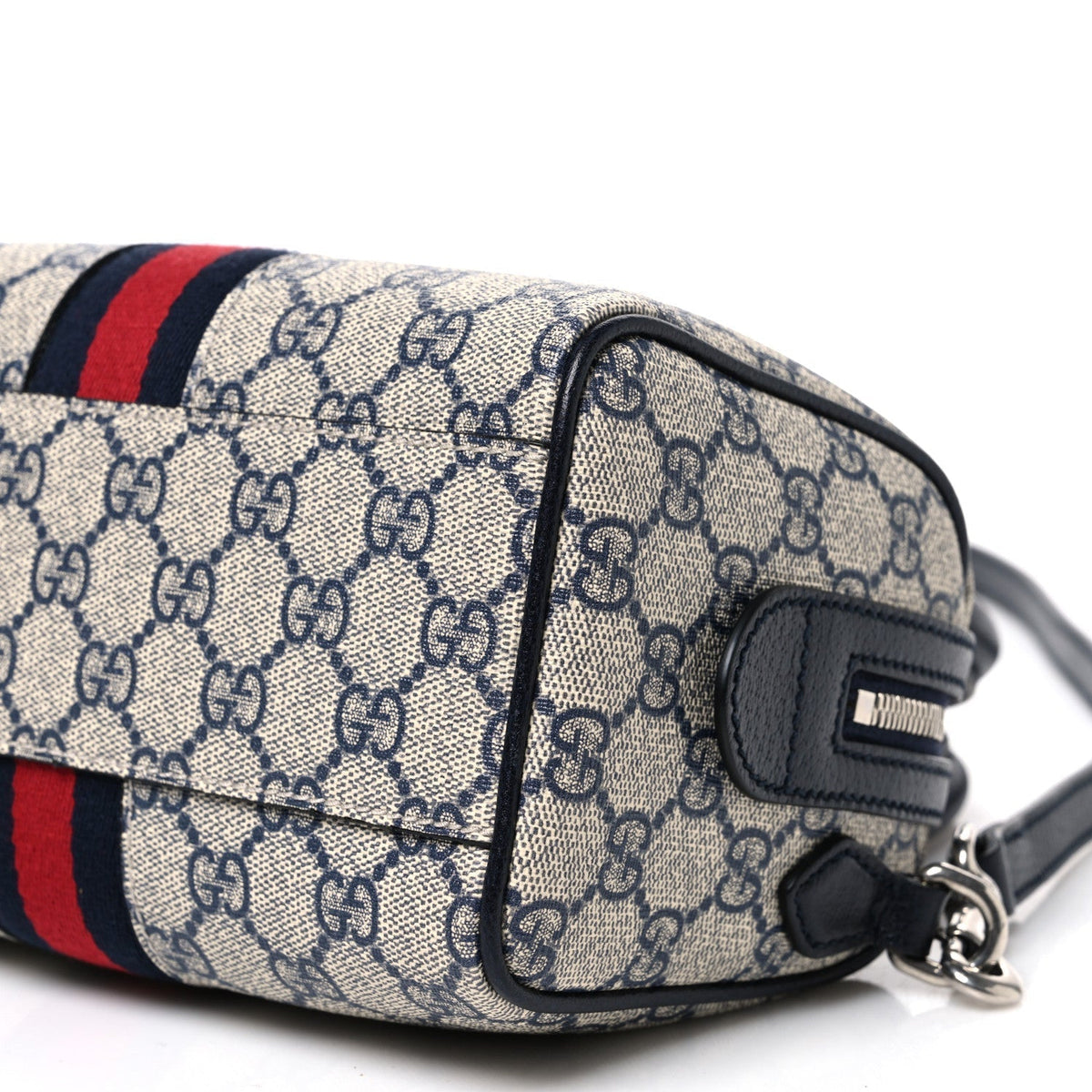 Gucci GG Supreme Calfskin Mini Ophidia Top Handle Bag Beige Blue