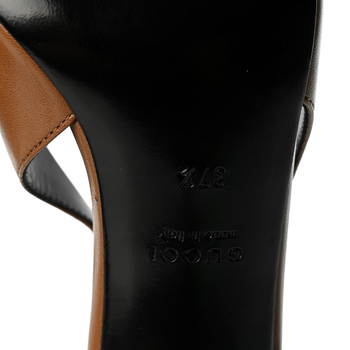 Gucci Nappa Women's Signoria Slingback Pumps 37.5 Luminous Wood