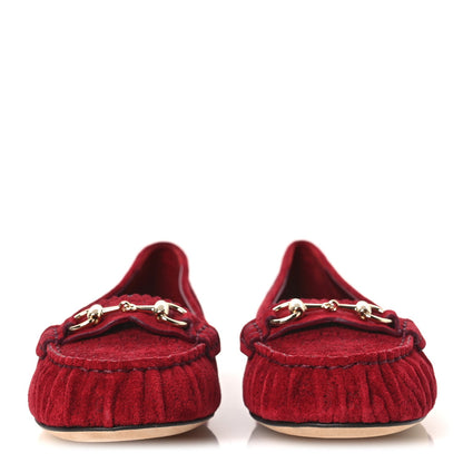 Gucci Suede Micro GG Women's Kensington Moccasin Loafers 37 Rosso Ancora