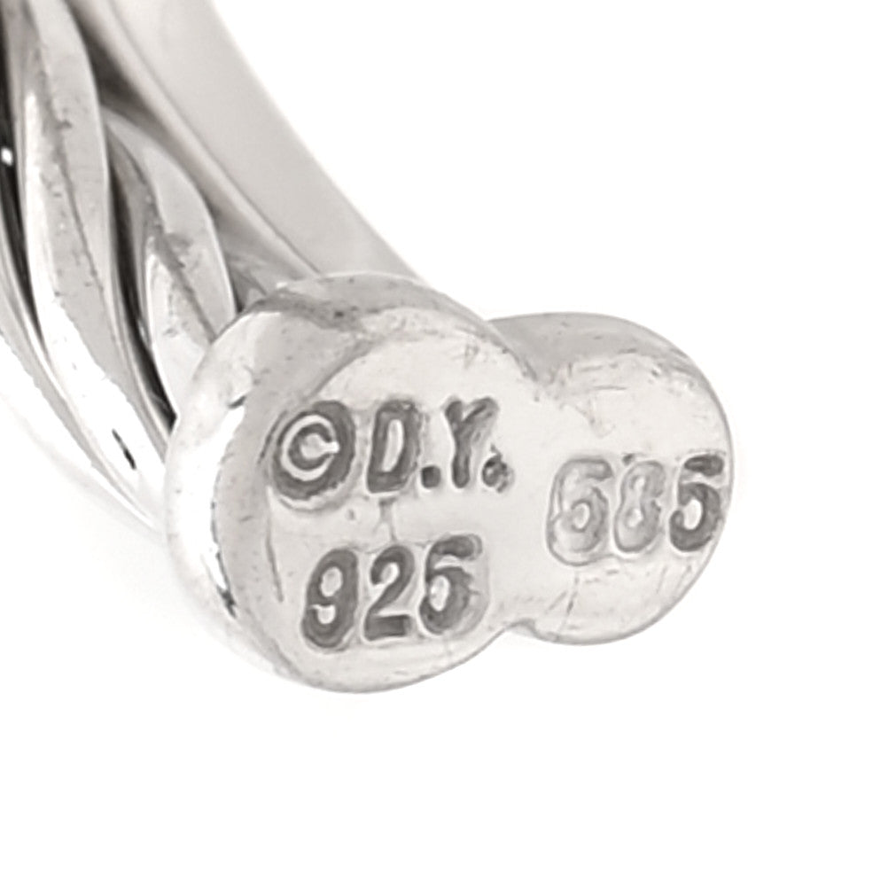 18K White Gold Sterling Silver Diamond Crossover Hoop Earrings