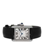 Cartier Stainless Steel Satin Diamond 22mm Tank Watch Silver