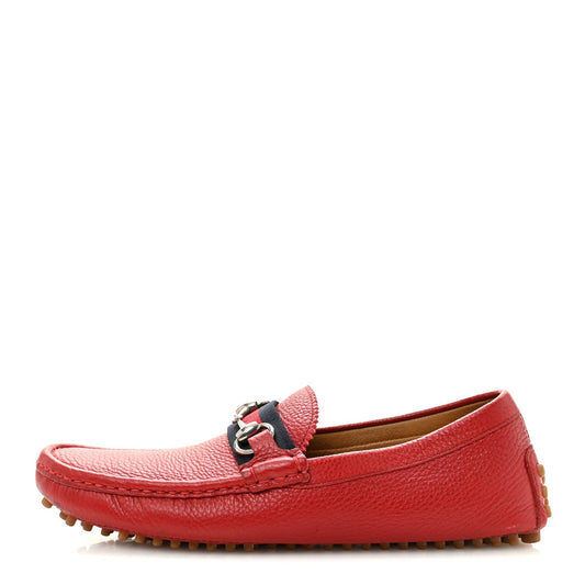 Gucci Calfskin Men's Web Horsebit Driver Loafers 6.5 Rosso