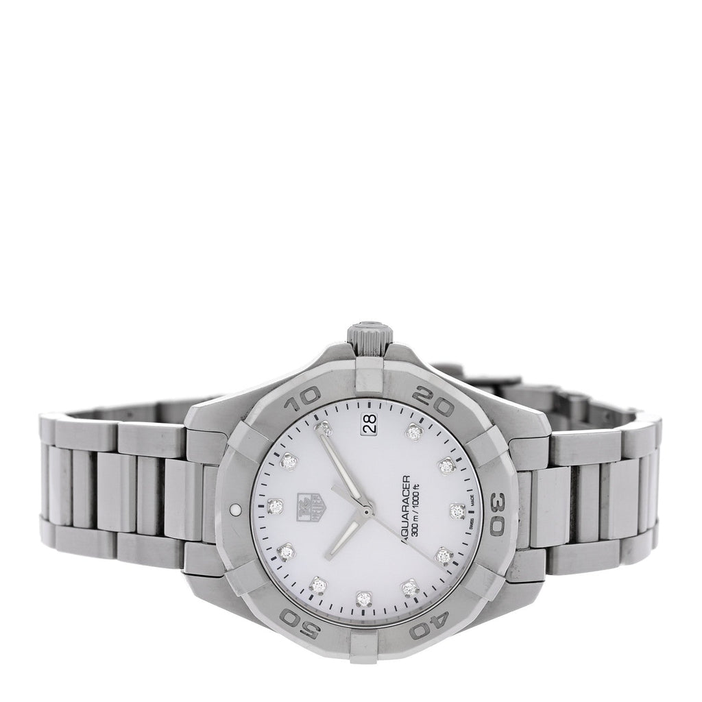 Tag Heuer Stainless Steel Diamond 33mm Aquaracer Quartz Watch WAF1313