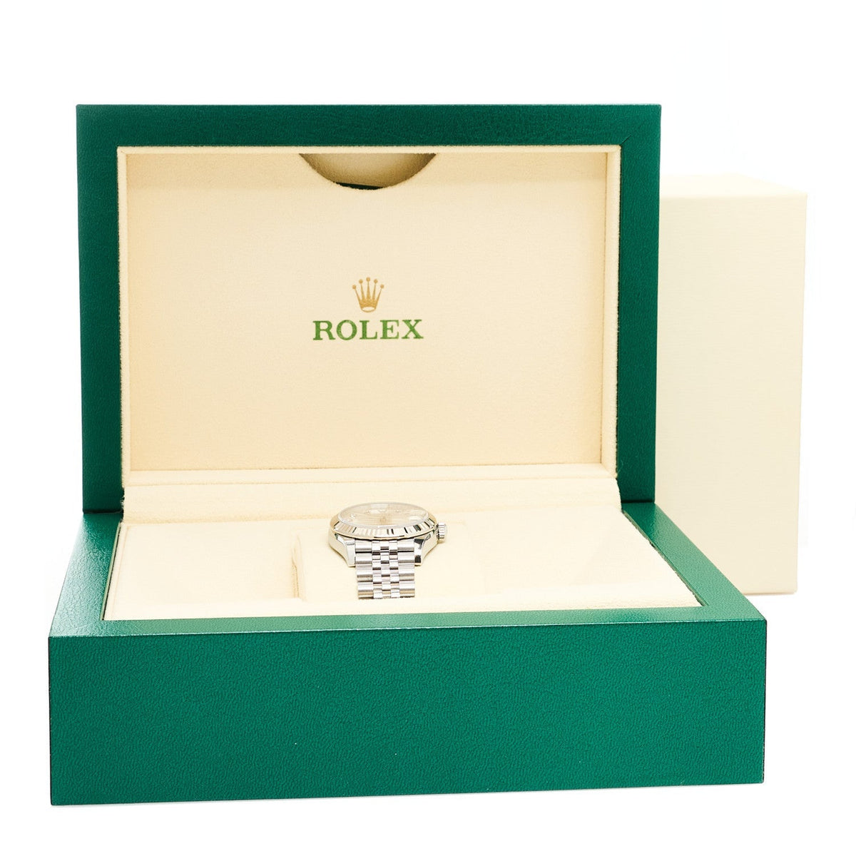 Rolex Stainless Steel 18K White Gold Diamond 31mm Datejust Watch Silver 278274