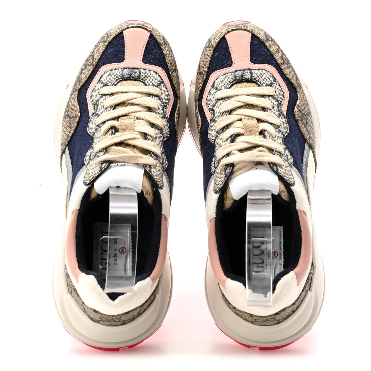 Gucci GG Supreme Monogram Women's Rhyton Sneakers 35.5 London Blue Beige Pale Pink