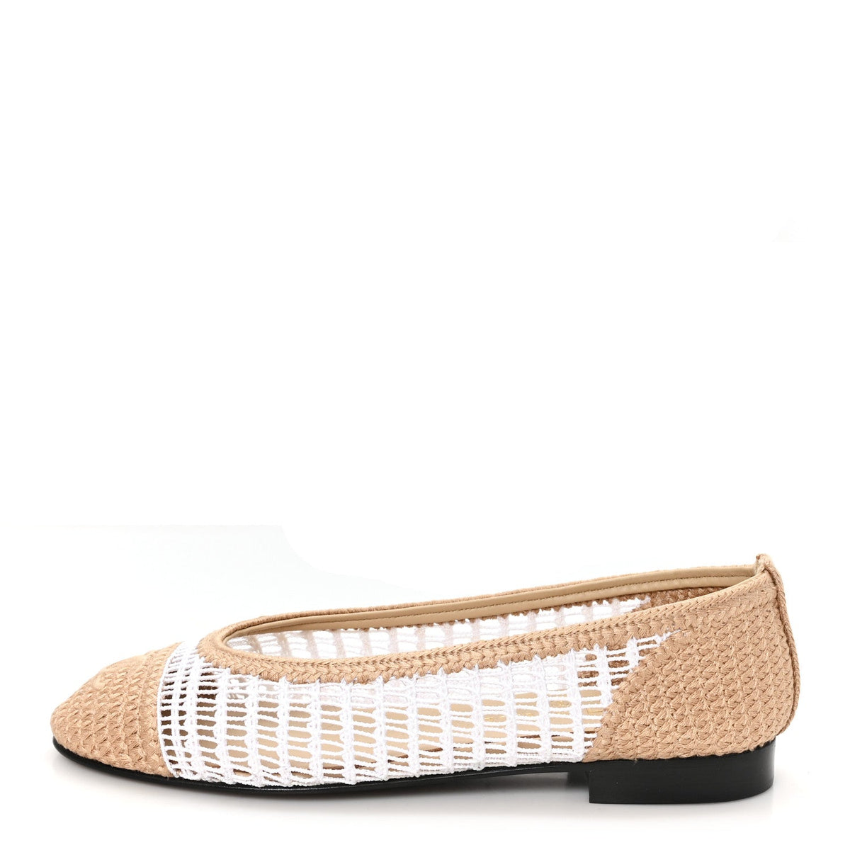 Raffia CC Cap Toe Ballerina Flats White Beige