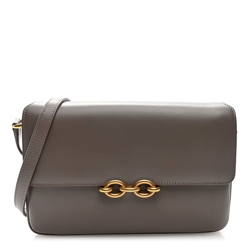 Saint Laurent Smooth Calfskin Le Maillon Satchel Greyish Brown