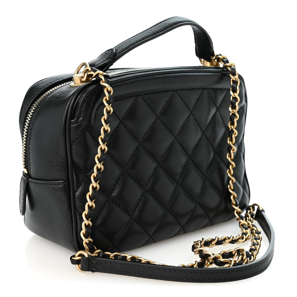 Chanel Calfskin Quilted CC Small Vanity Case Black