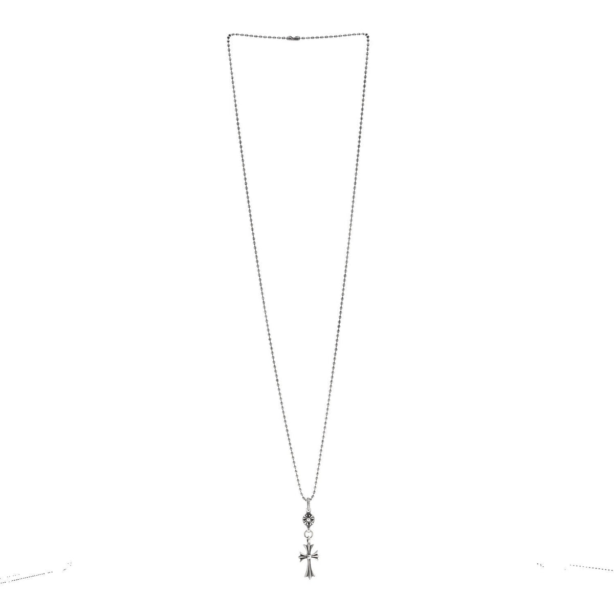 Chrome HeartsSterling Silver Tiny CH Cross Ball Pendant Necklace