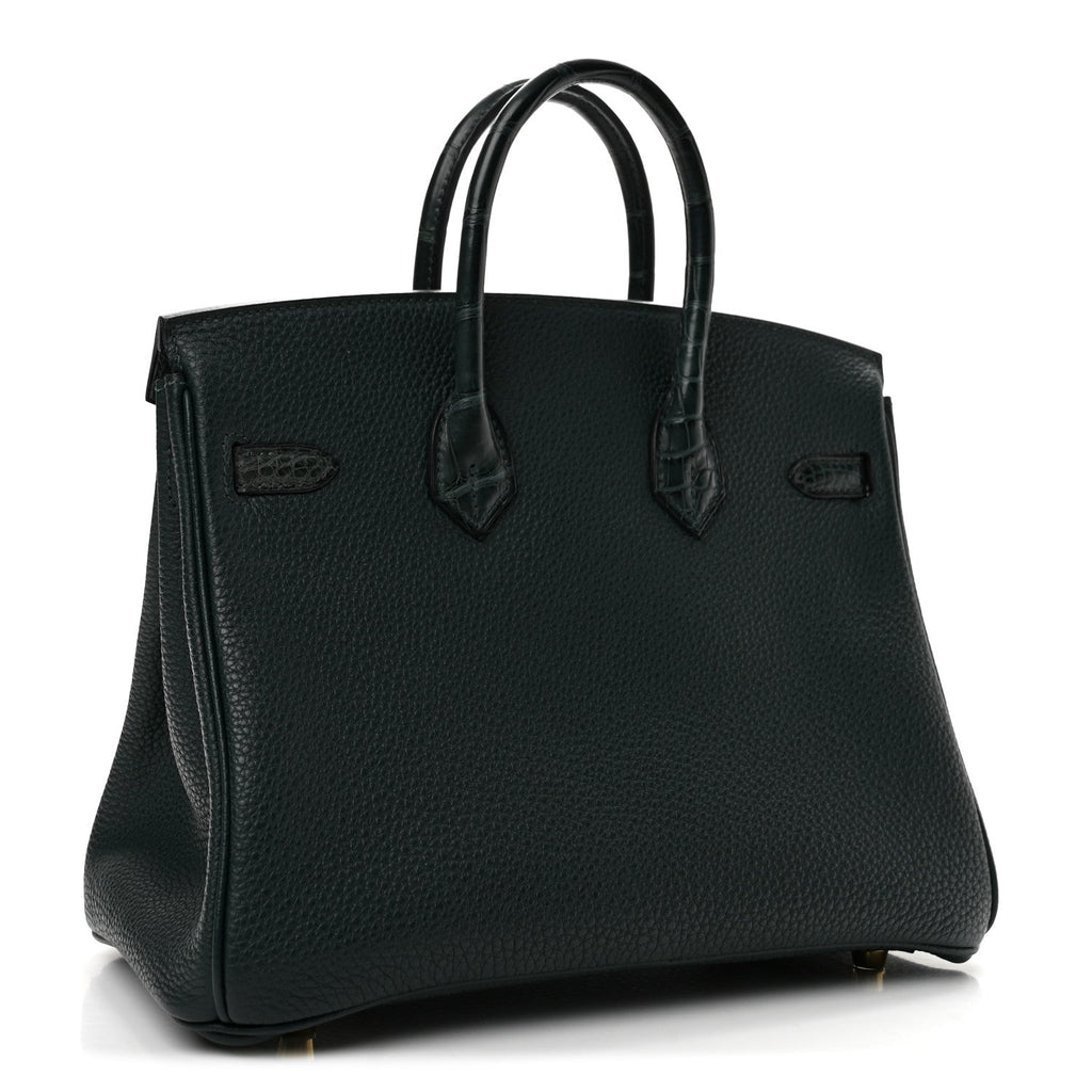 Hermes Togo Matte Alligator Birkin Touch 25 Vert Cypress
