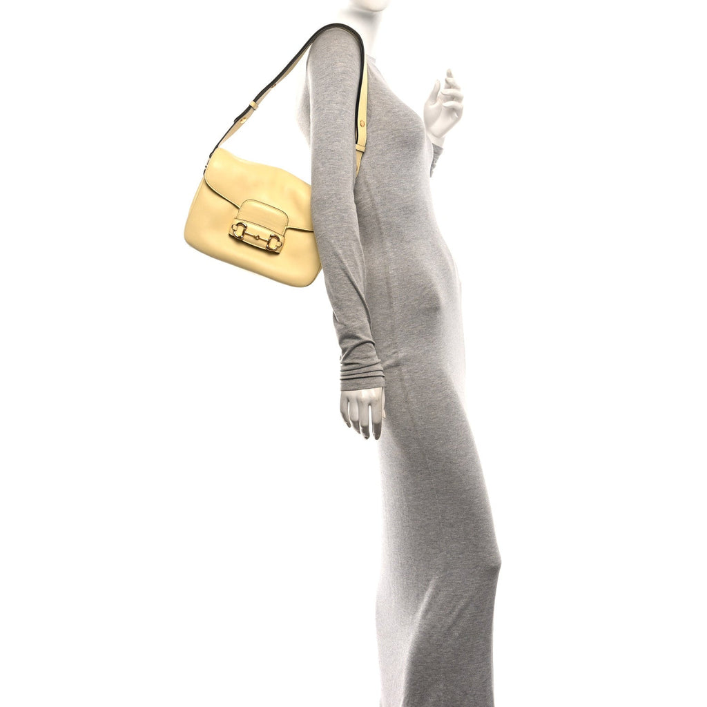 Gucci Calfskin Horsebit 1955 Aura Small Shoulder Bag Daylight Yellow