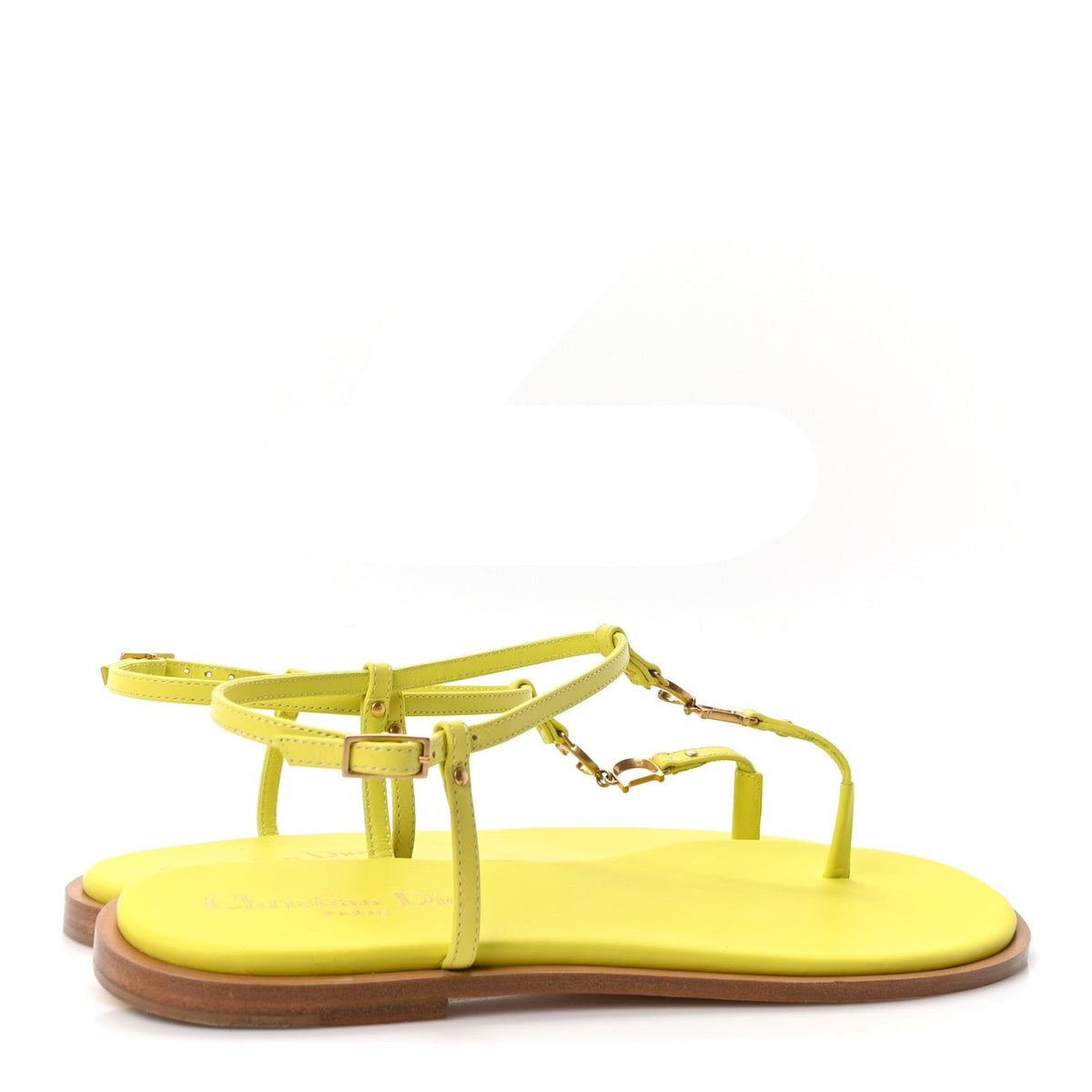Christian Dior Calfskin Women's C'est Dior Sandals 37 Yellow