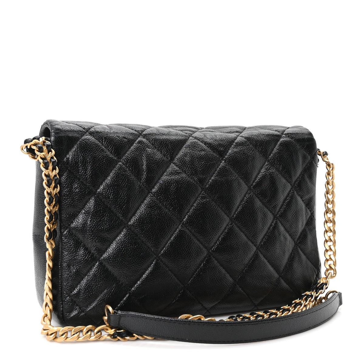 Large Quilted Caviar Flap Shoulder Bag