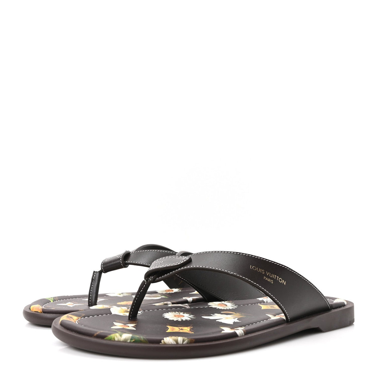 Louis Vuitton Supple Calfskin Men's LV Sunset Thong Sandals 8 Marron