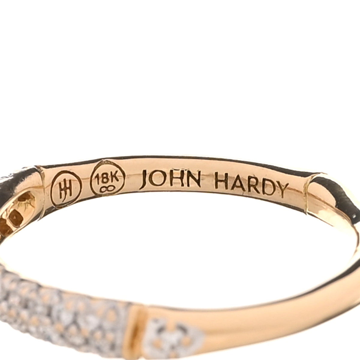 18K Yellow Gold Diamond Bamboo Slim Band Ring 50 5.25