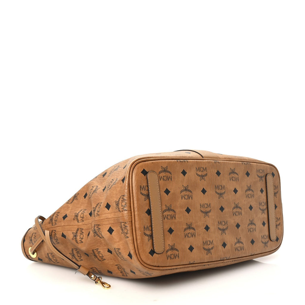 MCM Visetos Medium Liz Reversible Shopper Tote Cognac