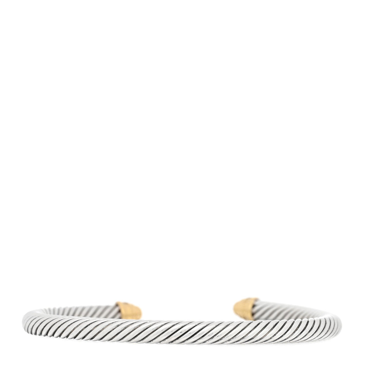 Sterling Silver 18K Yellow Gold Diamond 5mm Dome Cable Classics Bracelet