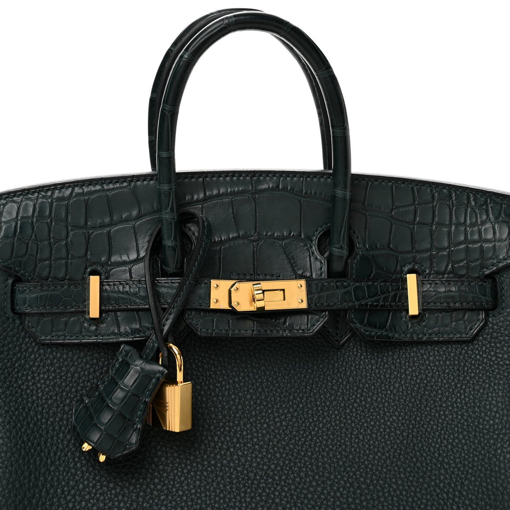 Hermes Togo Matte Alligator Birkin Touch 25 Vert Cypress