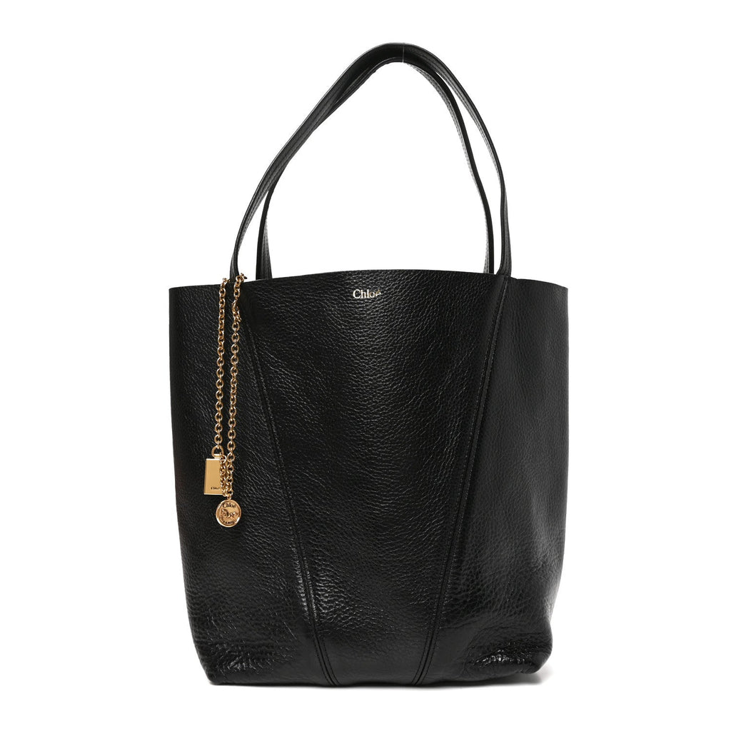 Chloe Grained Calfskin Medium Spin Tote Woodrose