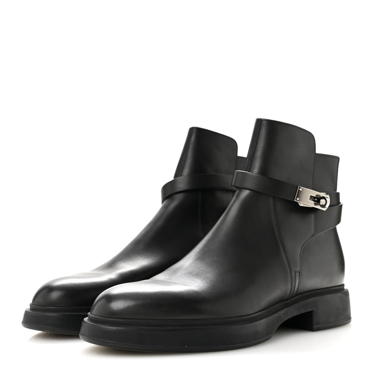 Hermes Calfskin Veo Kelly Men's Ankle Boots Black