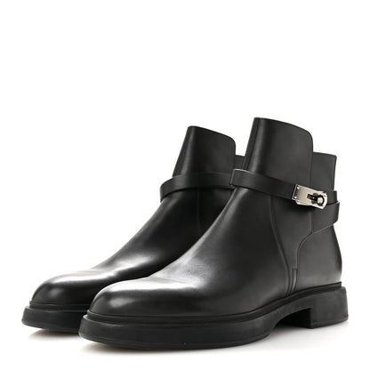 Hermes Calfskin Veo Kelly Men's Ankle Boots Black