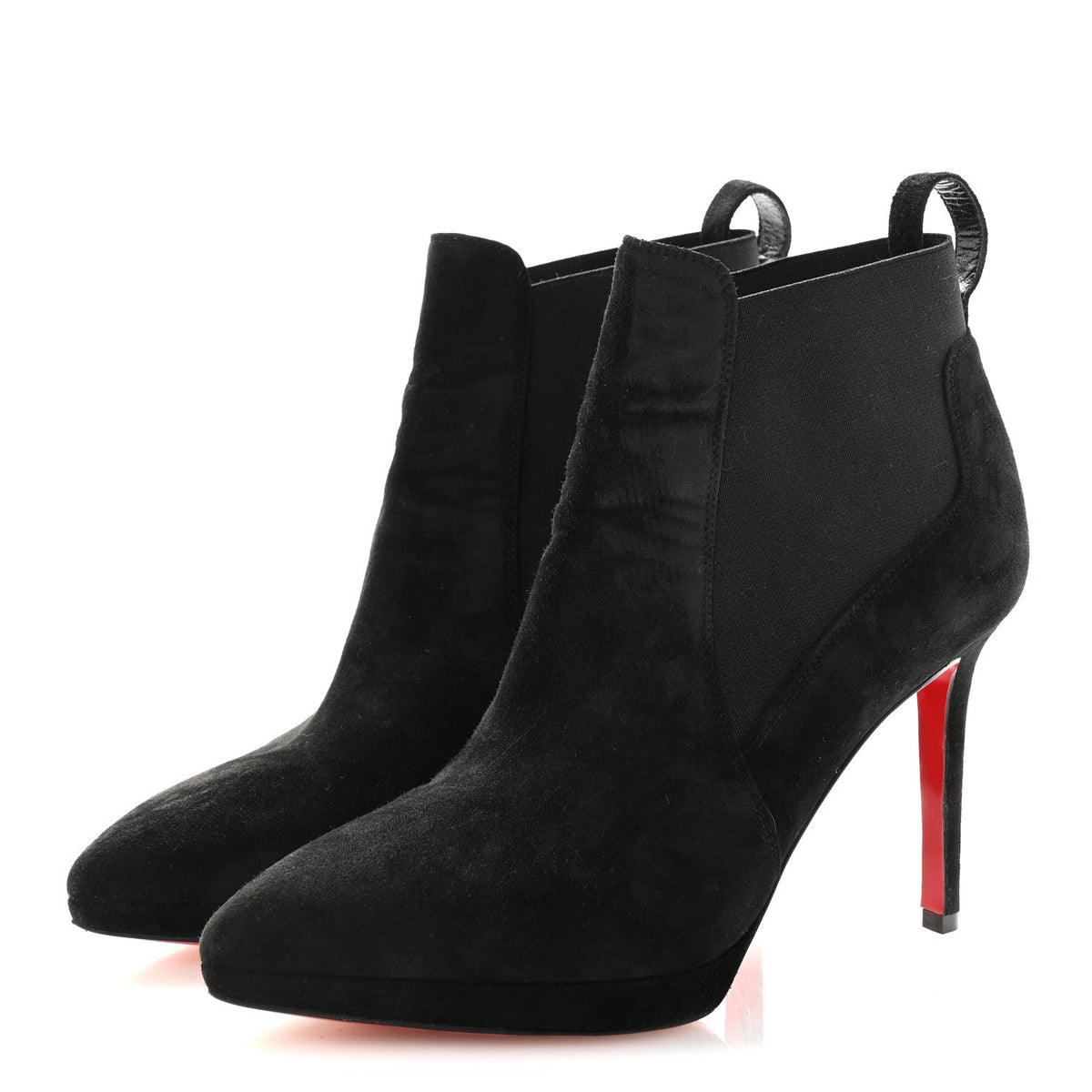 Christian Louboutin Suede Women's Crochinetta 100 Ankle Boots 38.5 Black