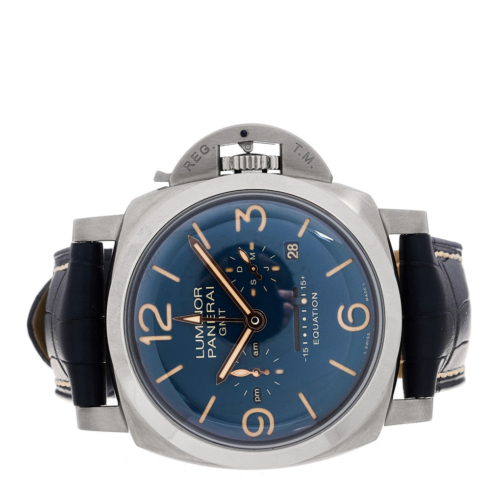 Panerai Titanium Alligator 47mm Luminor Watch Blue PAM00670