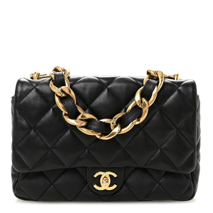 Large Quilted Lambskin Flap Shoulder Bag