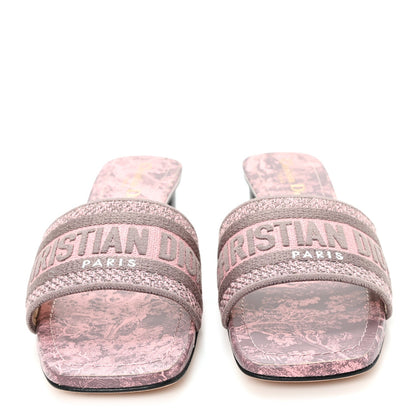 Christian Dior Canvas Toile De Jouy Women's Dway Slide Sandals 37.5 Quartz Grey