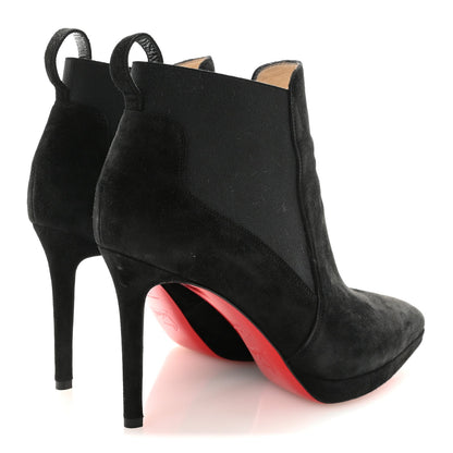 Christian Louboutin Suede Women's Crochinetta 100 Ankle Boots 38.5 Black