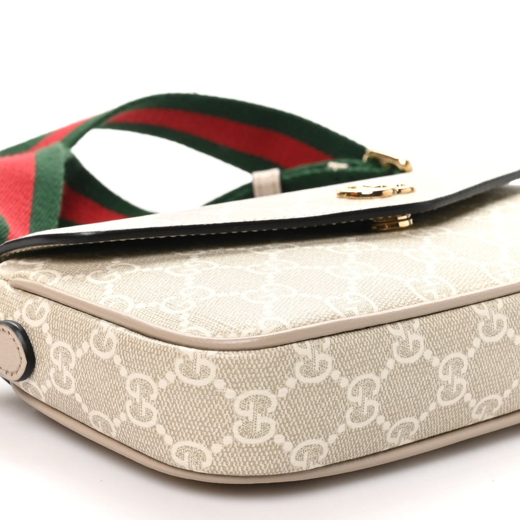 Gucci GG Supreme Calfskin Mini Ophidia Envelope Shoulder Bag White