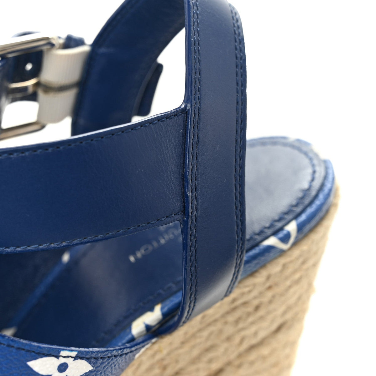 Louis Vuitton Monogram Escale Women's Starboard Wedge Sandals 40 Blue