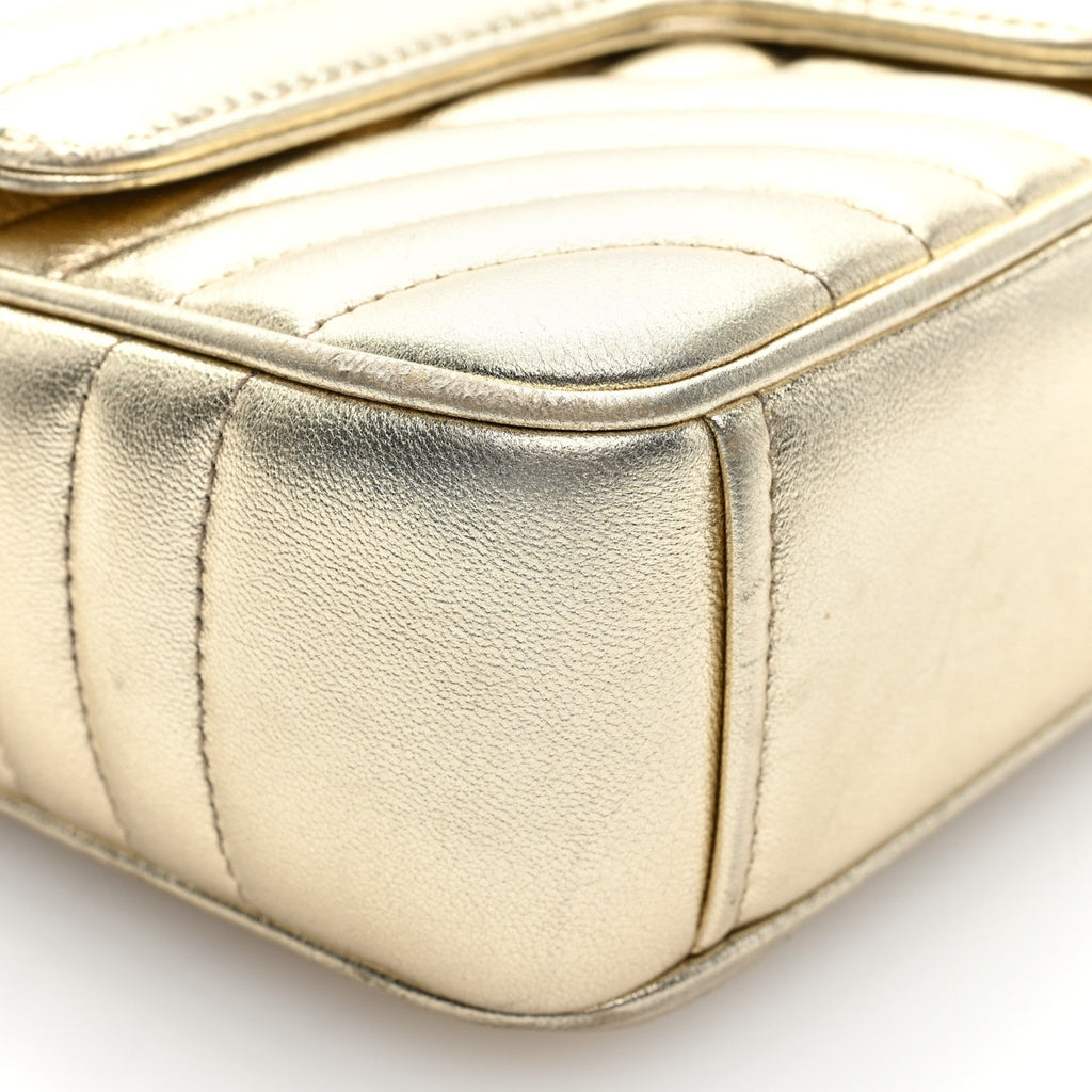 Prada Metallic Nappa Impunture Diagramme Medium Chain Flap Shoulder Bag Gold