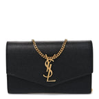 Saint Laurent Grain De Poudre Uptown Chain Wallet Black